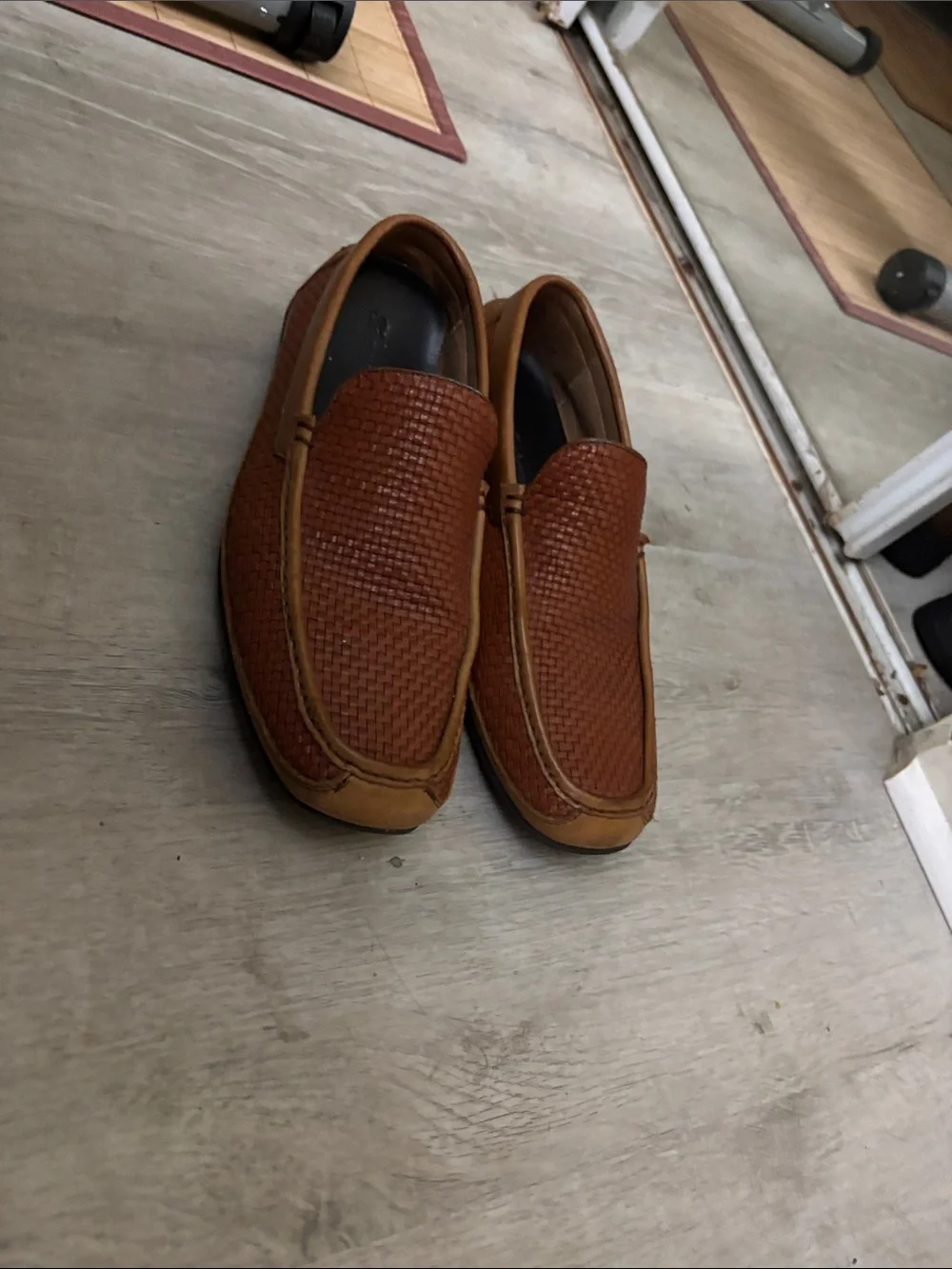 Tommy Bahama Men's Woven Leather Slip-On Loafers in Cognac